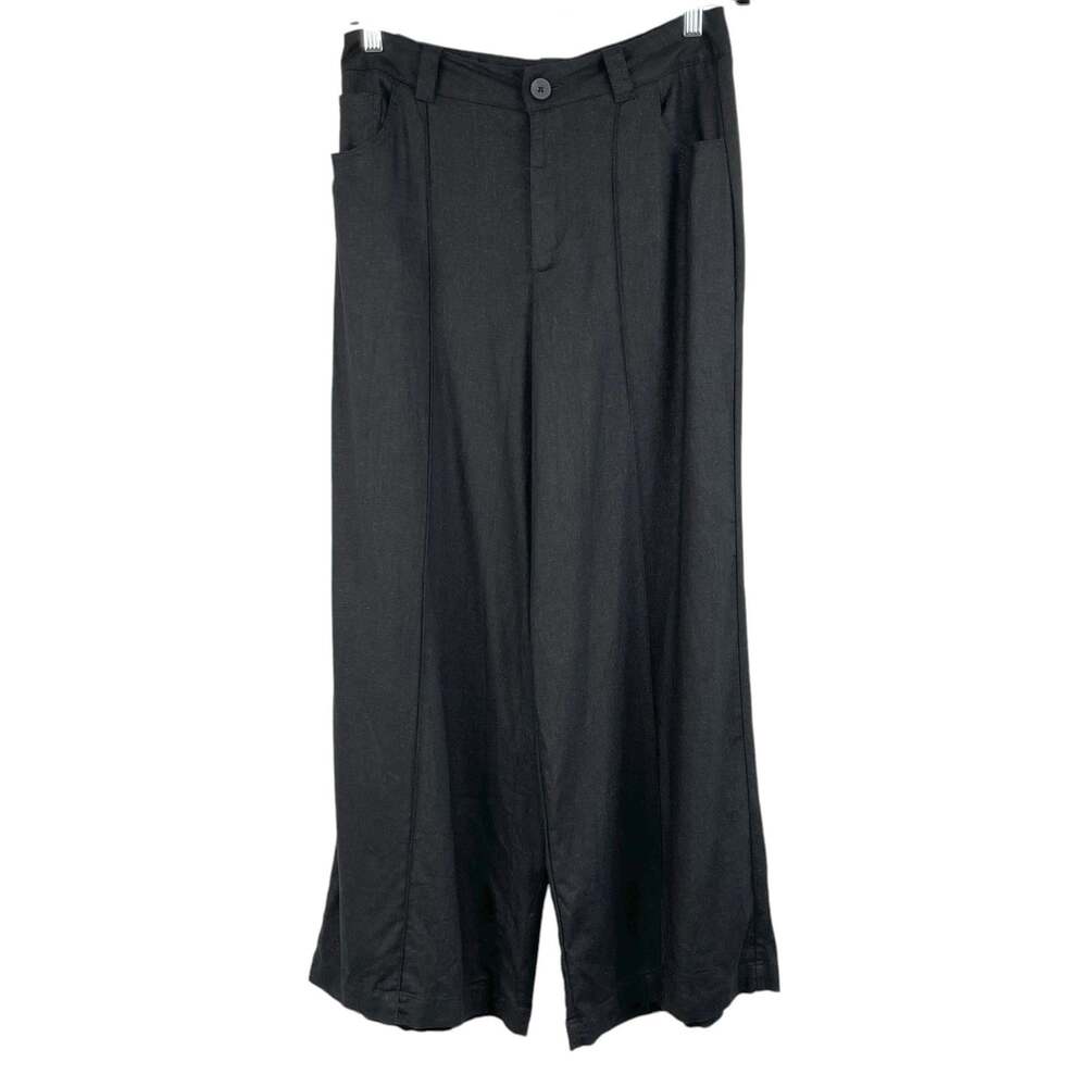 Zara Black High Rise Wide Leg Trousers Dress Pants Medium Relaxed Fit